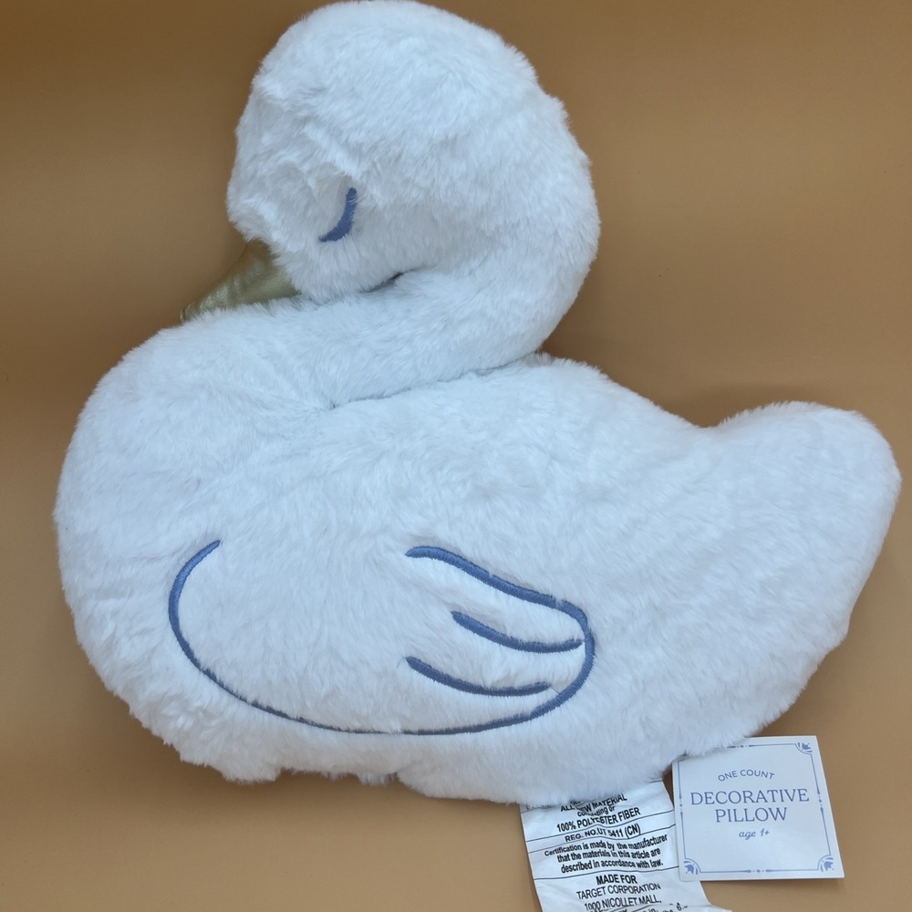 Target Bullseye's Spring Easter Plush Swan DecorPillow with Gold Beak 13"L (NEW)